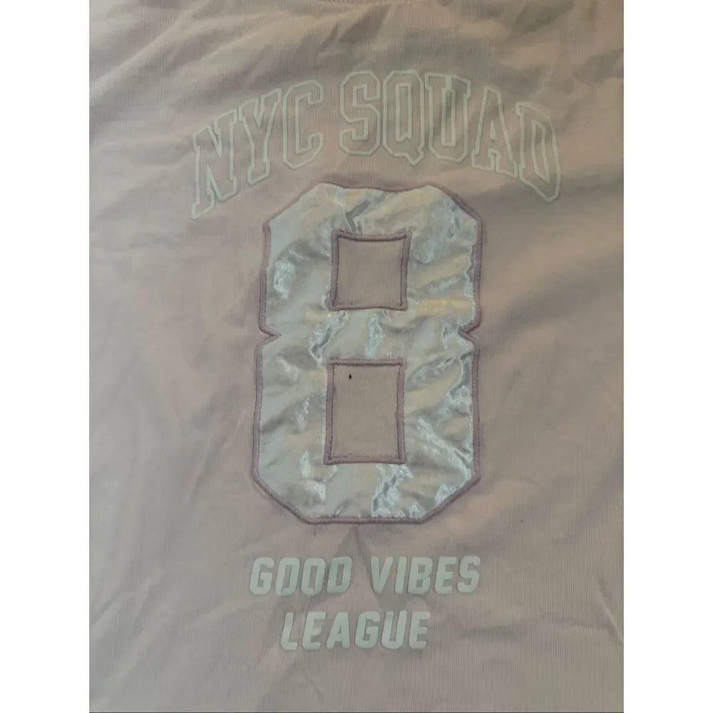 Zara Girls NYC Squad Good Vibes League Short Sleeve T-Shirt Pink Size 12-14